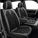AOMSAZTO Seat Covers Custom Fit for 2022-2025 2026 Toyota Tundra Crewmax Double Cab Breathable Leather Truck Car Seat Covers Full Set (Black&Grey)