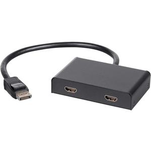 Monoprice 2-Port DisplayPort 1.2 to HDMI Multi-Stream Transport (MST) Hub, 4K@30Hz for 2 Displays, 21.6 Gbps Bandwidth, 11.8 Inch Cable, Black