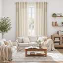 Cream Beige Linen 112 Inch Curtains for Living Room Light Filtering Semi Sheer Curtain Back Tab Modern Farmhouse Decor Elegant Coastal Drapes Floor to Ceiling High Window for Bedroom 52x112, 2 Panels