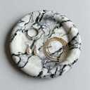 Marble Natural Round Bathroom Vanity Serving Tray, Decorative Storage Tray Circular Edge (Cloud Green)