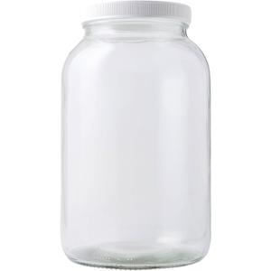 FastRack 1 Gallon Regular Mason Jar with White Airtight Lid | Glass Canisters with Airtight Lids | Large Mouth Glass Jar for Food Storage, Canning, Fermentation, Pickling