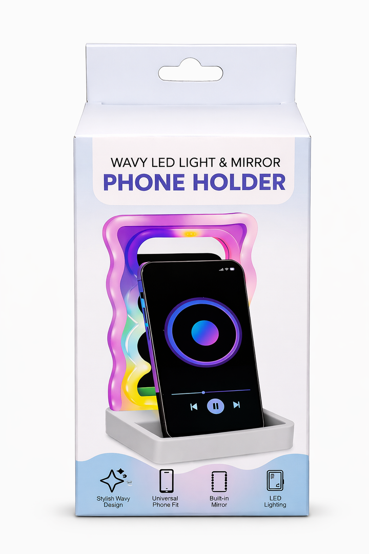 Wavy LED Light & Mirror Phone Holder