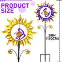 Wind Spinners Outdoor for Yard and Garden - Wind Sculptures & Spinners - 60 Inch Wind Spinner with Solar Powered Multi-Color Light for Yard Garden Backyard Lawn Sun and Star Decorations