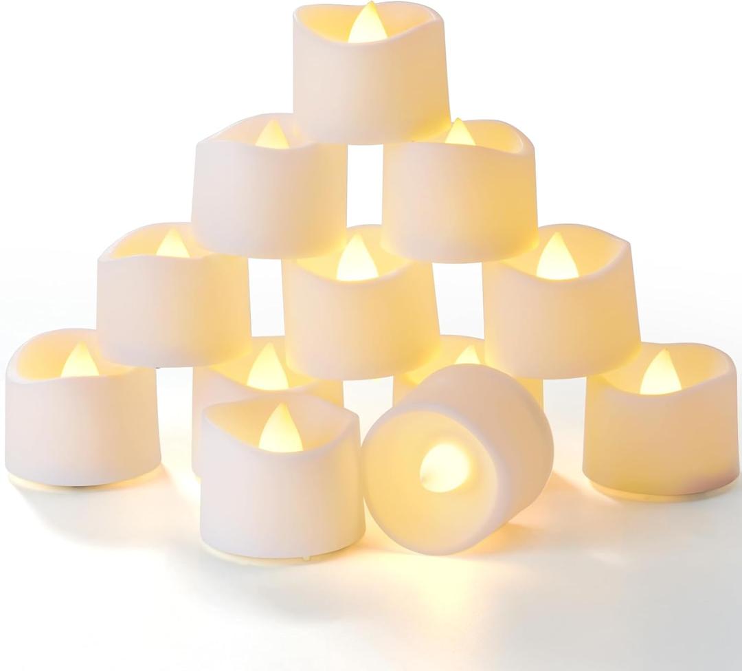 Homemory Timer Tea Lights Candles Battery Operated, 6H Timer Built-in, Auto On Daily, Flameless LED Tealight Votives for Table Centerpieces, Lantern, Holiday Decor, Warm Lamp, No Remote, 24-Pack (Warm White Glow, White Base)