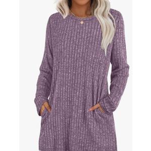XIEERDUO Long Sleeve Shirts for Women Crewneck Tunic Tops Loose Fit Dressy Womens Sweaters with Pockets Fall Fashion 2025 size XXL
