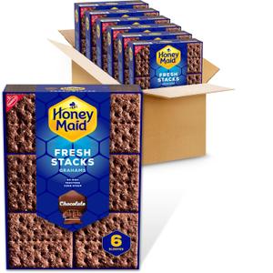 HONEY MAID Fresh Stacks Chocolate Graham Crackers, Bulk Travel Snacks, 6 Boxes (36 Multi Snack Packs) (EXP 12/20/26)