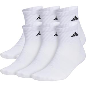 adidas Men's Superlite Quarter Socks 6-Pack, Durable, Lightweight, Athletic Breathable with Compression Arch Support (Medium(5-8 US), White/Black)