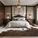 DweIke Cow Print Rugs for Living Room, 6x9 Large Soft Brown Faux Animal Cowhide Area Rug, Washable Non-Slip Stain Resistant Throw Carpet for Dining Room Office Western Home Decor