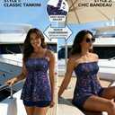 Yonique Bandeau Tankini with Shorts - Strapless Two Piece Swimsuit with Pockets Flowy Bathing Suit 2026 Swimwear (XL)