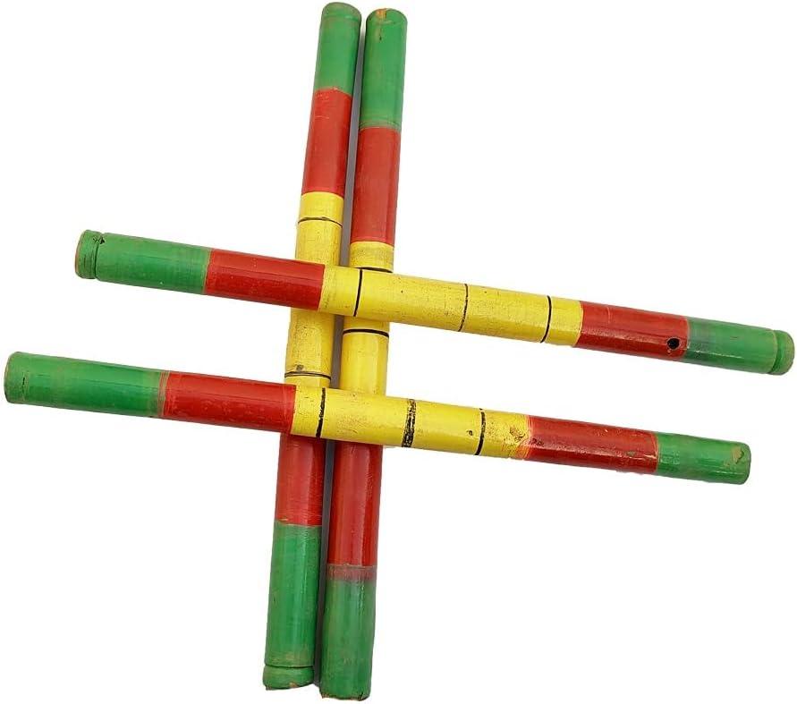 Craftsofindia 4 pcs (2 Pair) Dandiya/Dandia Sticks for Gujarati Garba Dance (Makes Sound)- Wooden Stick for Navaratri Festival Ocassion
