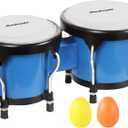 Soulmate Bongo Drum 4'' and 5'' Set for Adults Beginners, Tunable Natural Skin Bongos Percussion Instruments With Tuning Wrench (Blue)