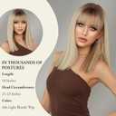 PARK YUN 18 Inch Light Blonde Bob Wig with Dark Roots Straight Bob Cut Wig for Women Synthetic Shoulder Length Wigs with Bangs Heat Resistant Daily Party Cosplay