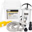 Tankless Water Heater Flushing Kit Includes 1/3HP Stainless Steel Sump Pump with Two Adapters & 3 Gallons Pail with Bucket Lid Opener & Two 1/2 Dia X 6 Hoses with Washers