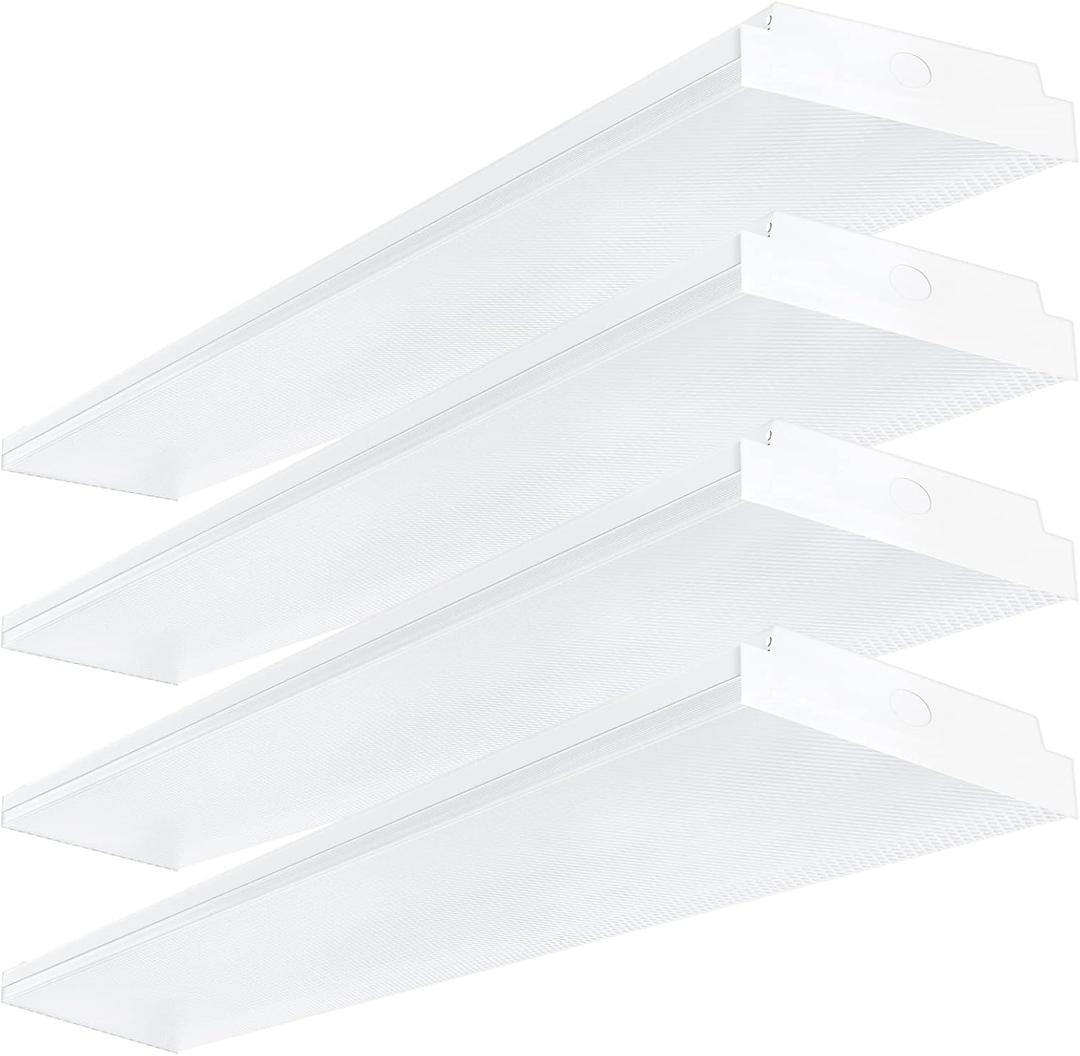 ANTLUX 4FT LED Wraparound 40W Shop Lights for Garage, 4400lm, 4000K, 4 Foot LED Wrap Light, 48 Inch Integrated Linear Strip Flush Mount Office Workshop Ceiling Lighting Fixture, 4 Pack