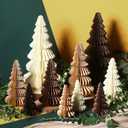 Fullhawl 10 Pcs Paper Christmas Trees Neutral Honeycomb Christmas Trees 4/6/ 7/10 Inch 3D Honeycomb Xmas Paper Cozy Table Ornament for Xmas(Beige, Brown, Dark Brown, Kraft)