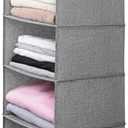 tulinstiraga Large Hanging Sweater Organizer for Closet,Collapsible 6-Shelf Hanging Closet Shelves with Drawers, Washable (Grey-6 Shelf)