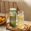 Bedside Water Carafe and Glass Set, 21.6 Oz Glass Pitcher with 6 Oz Drinking Cup Lid, Multi-Functional Mouthwash Dispenser for Bathroom Counter, Nightstand or Kitchen, Water Bottle Set