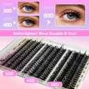 Lash Clusters Kit, DIY Cluster Eyelash Extensions 916mm, 30D+40D+50D, 240pcs, D Curl Natural Volume Lashes with Lash Bond and Seal,TweezersWaterproof Fake Cat Eye Wispy Individual Clusters(MIX3-1-S)