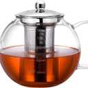 Glass Teapot, Zpose 40oz/1200ml Tea Pot with Removable Stainless Steel Infuser, Clear Glass Tea Kettle with Scale Line, Stovetop Safe Teapot for Blooming Tea & Loose Leaf Tea, Gift Box for Tea Maker (1200ML-Round)