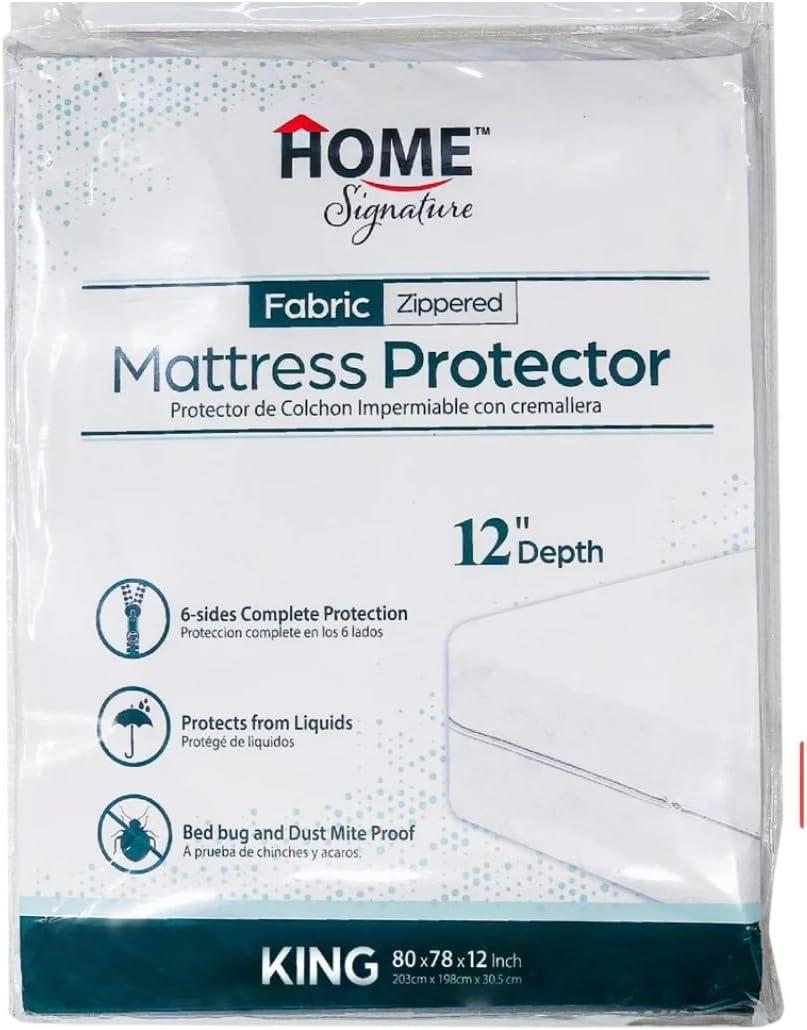 Zippered Waterproof Mattress Protector  6-Sided Encasement, Bed Bug & Dust Mite Proof, 12 Deep Cover for Full Protection (King)