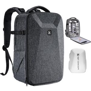 K&F CONCEPT Camera Backpack,Hardshell Photography DSLR Camera Bag with 15-15.6 Inch Laptop Compartment Waterproof Hard Shell Camera Case Compatible with Canon/Nikon/Sony/DJI Mavic Drone (Grey)