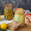 DANALLAN Wide Mouth Mason Jars, 4Pcs 32 oz Glass Jars with Airtight Lid Large Mason Canning Jars Clear Storage Canister Jars with Measurement Marks for Canning Flour Jam Jelly Coffee Sugar Beans
