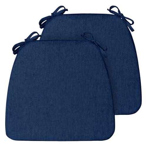 Chair Pads for Dining Chairs Kitchen Seat Cushions Set of 2 for Dining Room Office Farmhouse Dorm House Decor Aesthetic Essentials Accessories,D Shaped,40D Foam,Ties Chair Cushion17"x16"x2" Dark Blue