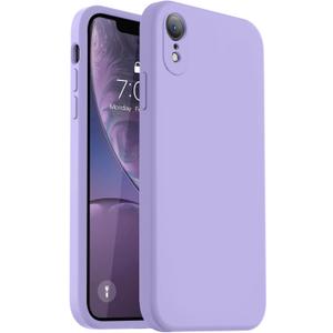 Vooii Compatible with iPhone XR Case, Upgraded Liquid Silicone with [Flat Edges] [Camera Protection] [Soft Anti-Scratch Microfiber Lining] Phone Case for iPhone 10 XR 6.1 inch - Light Purple