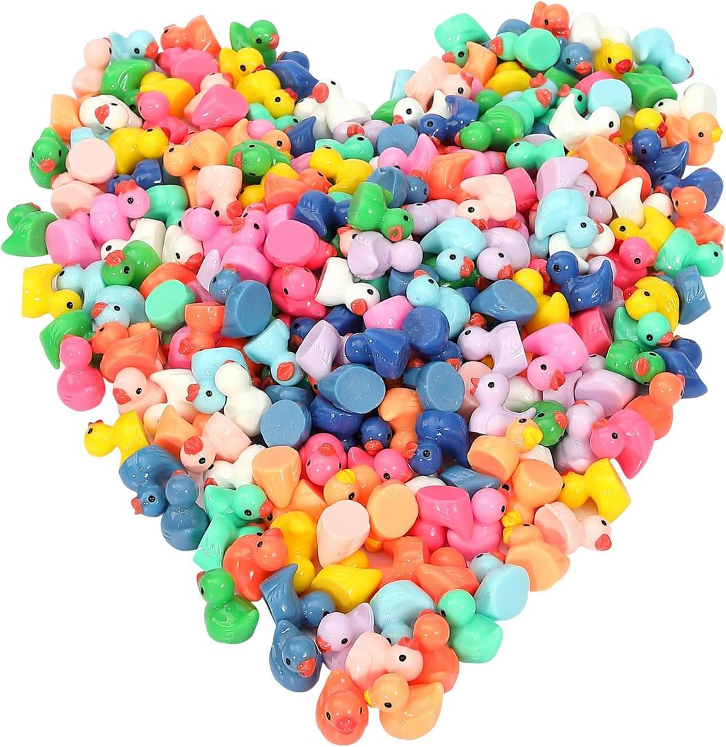 260Pcs Mini Resin Ducks,Miniature Figures Fairy Garden Duck,Tiny Resin Duck for Home Hide Prank Game Dollhouse Decor Aquarium Potted Miniature Landscape Ornament, Mini Multicolor 260PCS