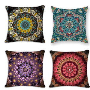 Vivahome Throw Pillow Case, Bohemian Geometric Pattern Square Pillowcase, Retro Ethnic Style 18x18 inches Throw Pillows for Sofa | Square Pillow Case for Sofa | Sofa Cushion Cover | Throw Pillow Cover | Throwpillows Case for Sofa | Sofa Pillow Case