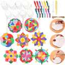 24 Pcs 4 Inch Sand Painting Mandala Coloring Craft Kits Animal Wooden Sand Art with 12 Colored DIY Valentine Self Adhesive Painting for Party Favors Gifts Fun Home Activities(Mandala)
