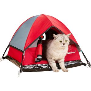GDanes Cat House Portable Indoor/Outdoor Red Cat Tent for Cats and Small Dogs with Soft Pad