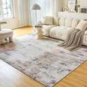 OIGAE Modern Abstract Area Rug 5x7 - Soft Durable Low-Pile Machine Washable Rug with Non-Slip Backing, Stain Resistant for Living Room, Bedroom, Dining Room, and High-Traffic Areas, Light Brown