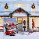 Merry Christmas Flag, Set 2 Merry Christmas Red Truck House Flag 28x40 and Christmas Garden Flag 12x18 Double Side, Winter Decorations Flag for Holiday Yard Lawn Outdoor Dcor