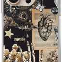 Dark Academia Aesthetic Collage Phone Case for iPhone 16 Pro Max, Skeleton Heart Butterfly Phone Cover, Soft Trendy TPU Bumper Cover Case