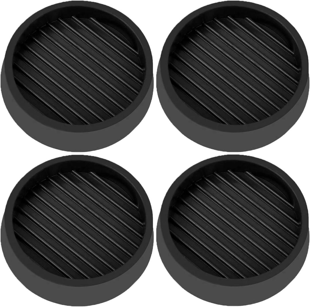 3X3 Round Rubber Caster Cups, Non Slip Furniture Pads, Anti-Slip Gripper, Anti Skid Furniture Feet, Anti Slide Floor Protector for Bed Couch Table Chair Stoppers - Black, 4 Pack