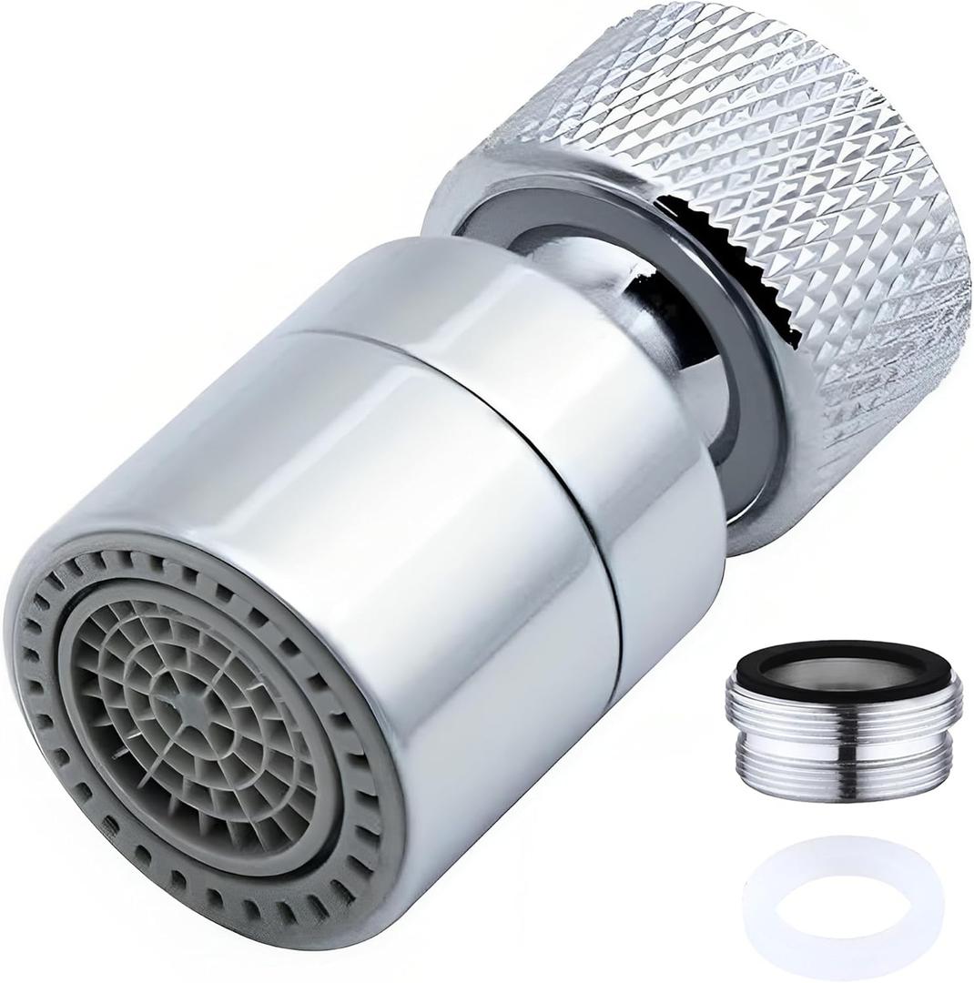 Faucet Aerator 360 Swivel Kitchen Sink Aerator, Dual-function 2-Flow Female 55/64 in-27UNS Chrome Solid Brass Faucet Sprayer Attachment with 15/16 in Male Threaded Adapter for Bathroom Sink Filter