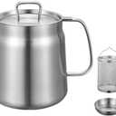 OTDOGUO Oil Pot 2L, Oil Pot Stainless Steel Large Capacity Oil Fryer and Filter Cup Combo Versatile Oil Filter for Kitchen