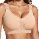 BRABIC Zip Front Closure Mastectomy Bras for Women Post Surgery Compression Everyday Surgical Wireless Wide Adjustable Straps(Nude, 3X-Large) (Beige, XXXL)