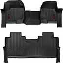 Rough Country All Weather Floor Mats Set for Ford F-250/F-350 SuperDuty (2017-2025) CrewCab with Bench Seat - Non-Slip Waterproof Flexible Floor Mat, Front & Rear Set