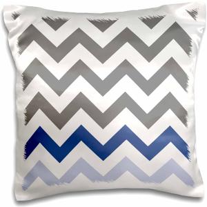 3dRose pc_179810_1 Charcoal Grey Chevron with Blue Zig Zag Accent-Gray Zigzag Pattern-Pillow Case, 16 by 16" (16" x 16" (Pack of 1))