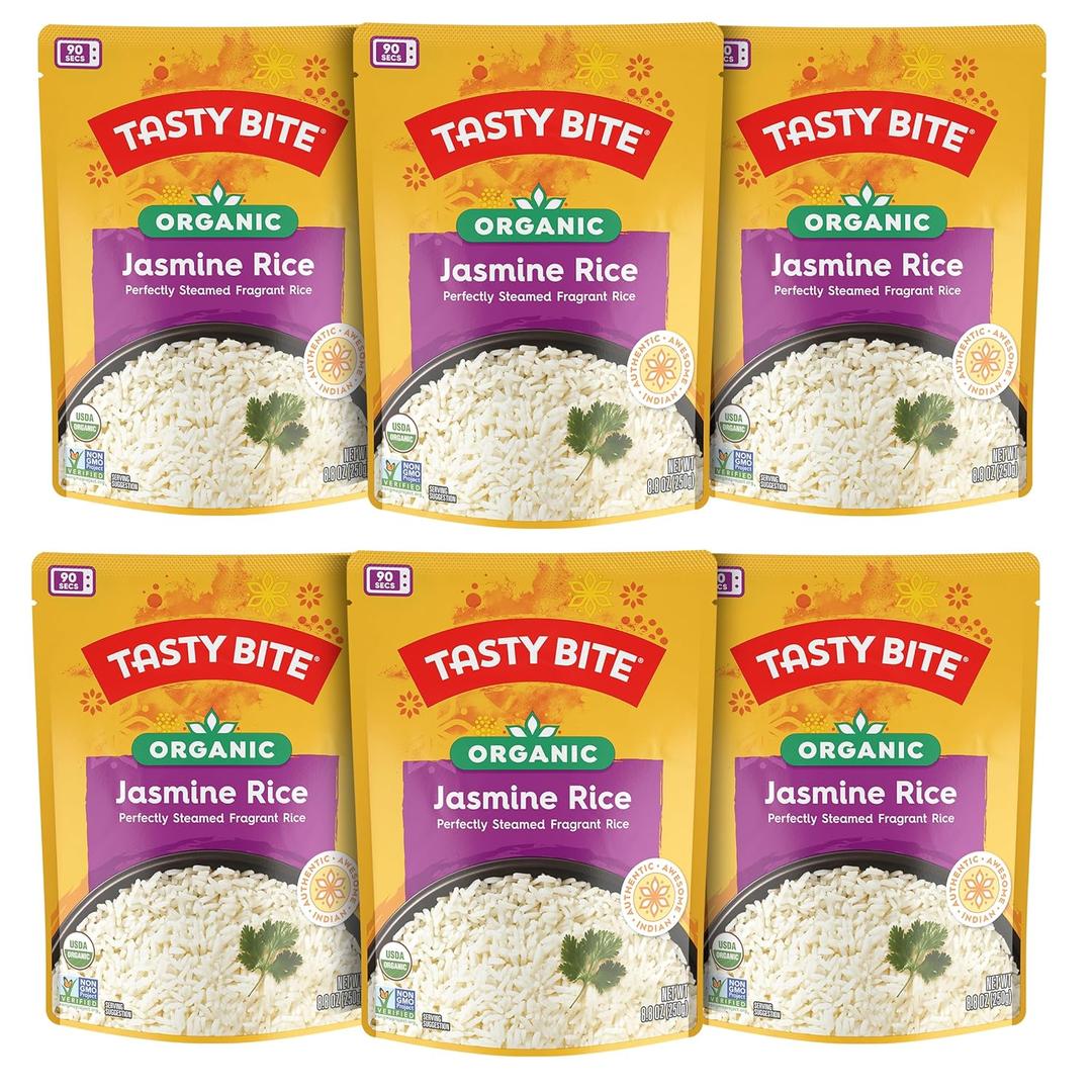 Tasty Bite Jasmine Rice, Microwaveable Cooked Rice, 8.8 Ounce (Pack of 12) (EXP 09/01/26)