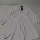 Allegra K Work Office Dress for Women's Button Decor A-Line Long Sleeve Dress White XS