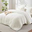 Full Size Comforter Sets, 7 Pieces Ivory Seersucker Bed in a Bag