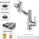 Lefton Rotatable Bathroom Faucet with Temperature Display in Fahrenheit (Batteries-Free), 3 Water Modes, Brushed Nickel, BF2204-0