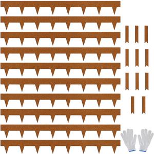 Worth Garden 33ft. Galvanized Steel Landscape Edging - 10-Pack 40" Metal Edging for Landscaping with 11 Stakes, Rust-Colored Powder Coating Hammer - in 4.5" Height Lawn Edging for Yard Pathway Divider