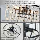 Black Crystal Chandeliers,3-Lights Modern Crystal Chandelier for Dining Room,3 Tiers Small Chandeliers for Living Room Bedroom Kitchen Entryway G9 Base