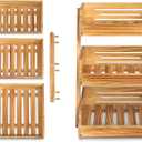 Merysen 3 Tier Wooden Fruit Basket For Kitchen, Bread Vegetable Fruit Basket Bowl Stand, Farmhouse Fruit Bowl for Countertop, Large