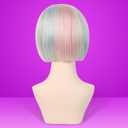 Colorful Bob Blonde Wig With Bangs  Short Wigs with Adjustable Straps, Straight Synthetic Fiber Bob Wig for Women Megan Mg3an 2.0 AI Doll Look Cosplay Halloween Costume Party