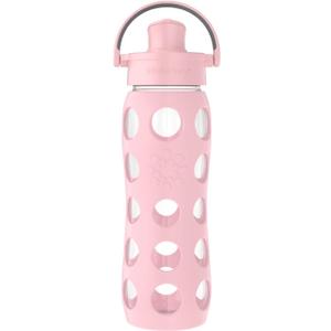 Lifefactory 22-Ounce Glass Water Bottle with Active Flip Cap and Protective Silicone Sleeve, Desert Rose